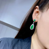 Water Drop Paraiba Tourmaline Lab Diamond Ruby Earrings