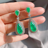 Water Drop Paraiba Tourmaline Lab Diamond Ruby Earrings