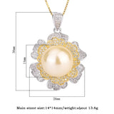 Big Pearl Pendant Necklace Lab Diamonds Anniversary Gift