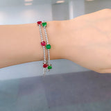 Gemstone Ruby Emerald Aquamarine Stone Chain Bracelet For Women