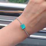 Paraiba Tourmaline Emerald Tennis Chain Bracelet