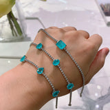 Paraiba Tourmaline Emerald Tennis Chain Bracelet