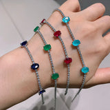 Paraiba Tourmaline Ruby Emerald Aquamarine Bracelet Women Fine Jewelry