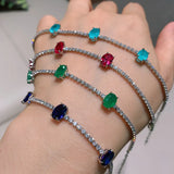 Paraiba Tourmaline Ruby Emerald Aquamarine Bracelet Women Fine Jewelry