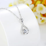 925 Silver Water Drop Pendant Necklace with Zircon