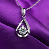 925 Silver Water Drop Pendant Necklace with Zircon