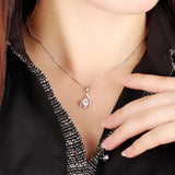 925 Silver Water Drop Pendant Necklace with Zircon