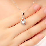 925 Silver Water Drop Pendant Necklace with Zircon