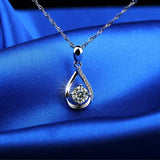 925 Silver Water Drop Pendant Necklace with Zircon