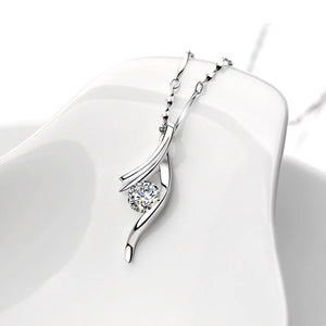 925 Silver Purple Crystal Necklace Geometric Women's Jewelry