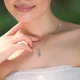 925 Silver Purple Crystal Necklace Geometric Women's Jewelry