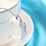 925 Silver Purple Crystal Necklace Geometric Women's Jewelry