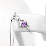 925 Silver Purple Crystal Necklace Geometric Women's Jewelry