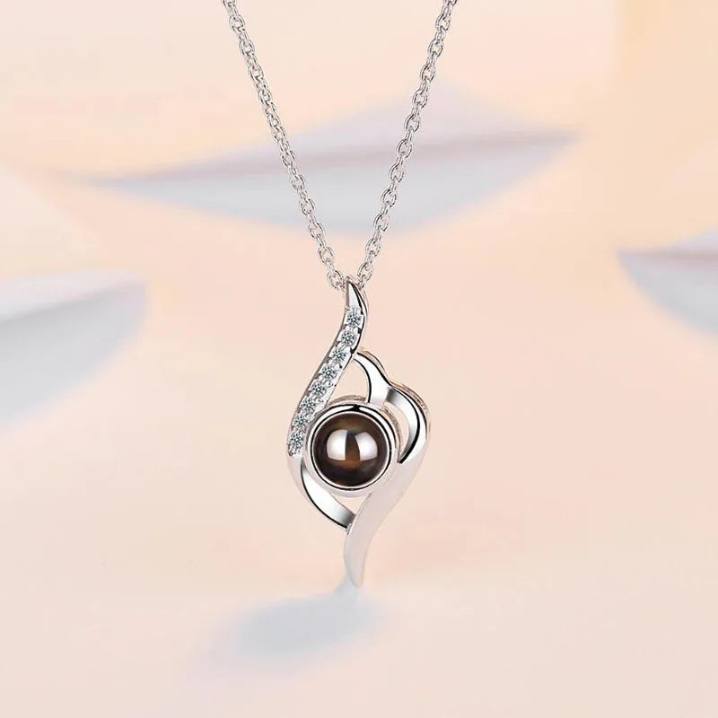 Sterling Silver I Love You Projection Necklace