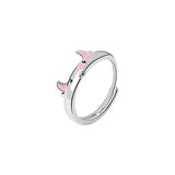 925 Sterling Silver Cut Red Pink Cow Ring