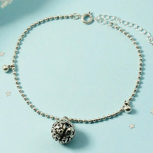 925 Silver Anklet Hollow Ball Foot Jewelry Beach Accessory