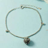 925 Silver Anklet Hollow Ball Foot Jewelry Beach Accessory