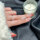 Zircon Silver Pearl Ring Open Size Finger Jewelry Gift
