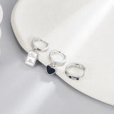 925 Silver Heart Hoop Earrings Women Charm Party Gift