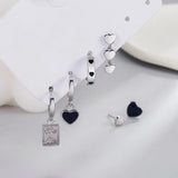 925 Silver Heart Hoop Earrings Women Charm Party Gift