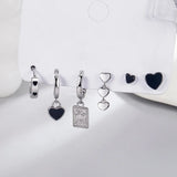 925 Silver Heart Hoop Earrings Women Charm Party Gift