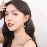 925 Silver Leaf Zircon Earrings Women Party Jewelry