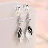 925 Silver Leaf Zircon Earrings Women Party Jewelry