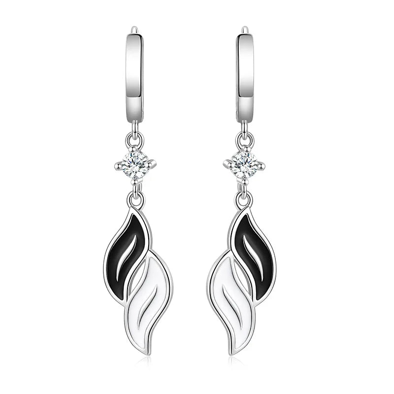 925 Silver Leaf Zircon Earrings Women Party Jewelry