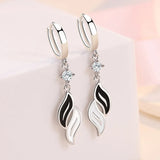 925 Silver Leaf Zircon Earrings Women Party Jewelry