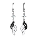 925 Silver Leaf Zircon Earrings Women Party Jewelry