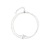 925 Silver Snake Bracelet Zircon Round Chain Jewelry Gift