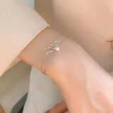 925 Silver Snake Bracelet Zircon Round Chain Jewelry Gift