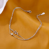 925 Silver Snake Bracelet Zircon Round Chain Jewelry Gift