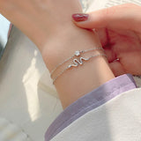 925 Silver Snake Bracelet Zircon Round Chain Jewelry Gift