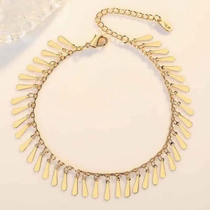 Boho Water Drop Tassel Anklets 925 Silver Ankle Chain Lady Beach Party Accessori