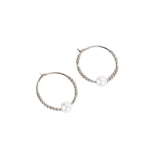 Round Pearl Earrings Women's 925 Silver Jewelry