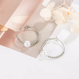 Round Pearl Earrings Women's 925 Silver Jewelry