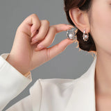 Silver Sun Charm Pearl Hoop Earrings 925 Sterling Silver