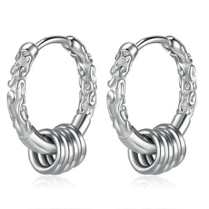 Men's Hip Hop Hoop Earrings 925 Silver