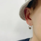 Men's Hip Hop Hoop Earrings 925 Silver