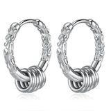 Men's Hip Hop Hoop Earrings 925 Silver