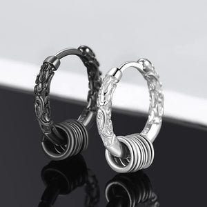 Men's Hip Hop Hoop Earrings 925 Silver