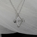 Sterling Silver Cupid Love Heart Pendant Necklace Zircon Jewelry Gift