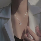 Sterling Silver Cupid Love Heart Pendant Necklace Zircon Jewelry Gift
