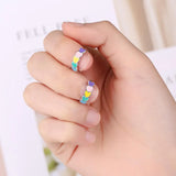 Rainbow Heart Hoops Sterling Silver Earrings for Women