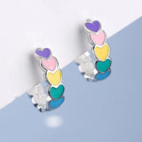 Rainbow Heart Hoops Sterling Silver Earrings for Women