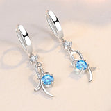 Romantic Crystal Bow Tie Earrings 925 Sterling Silver