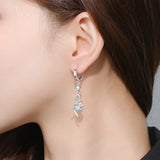 Romantic Crystal Bow Tie Earrings 925 Sterling Silver