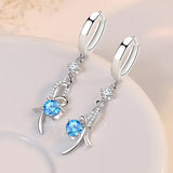 Romantic Crystal Bow Tie Earrings 925 Sterling Silver