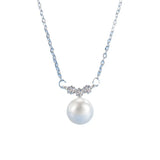 925 Silver Cute Pearl Necklace Pendant Women Birthday Gift
